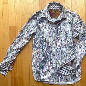 Robert Graham Button Up Shirt  - French Contrast Cuff Wearable Art, Size small